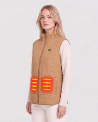 Stand-Collar Wave-Quilted Heated Vest