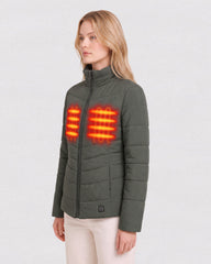 Curved-Quilted Heated Puffer
