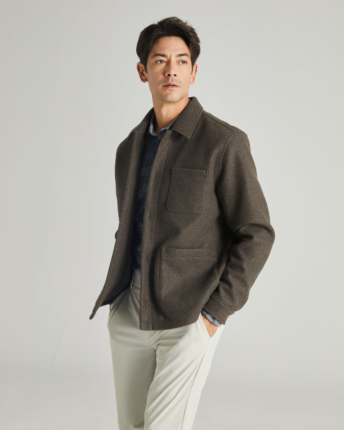 TAILORED WOOLIKE SHIRT JACKET