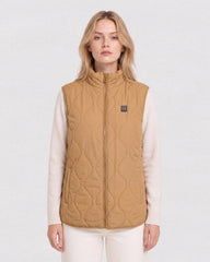 Stand-Collar Wave-Quilted Heated Vest