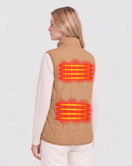 Stand-Collar Wave-Quilted Heated Vest