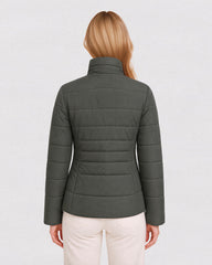 Curved-Quilted Heated Puffer