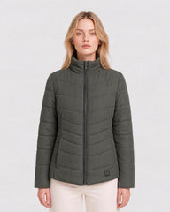 Curved-Quilted Heated Puffer