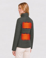 Curved-Quilted Heated Puffer